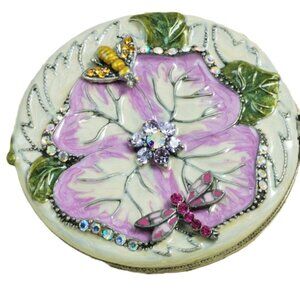 Enamel and Crystal 2 sided mirror compact 2 colors to choose